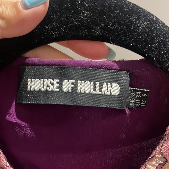 House of Holland Purple and Pink Silk Top - Picture 3 of 4
